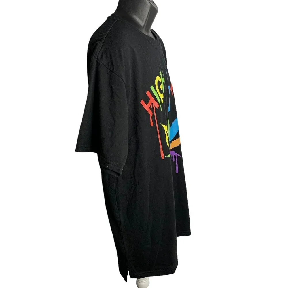 Victorious High Life Crewneck T Shirt 3XL Black Short Sleeve Rainbow Paint Drip